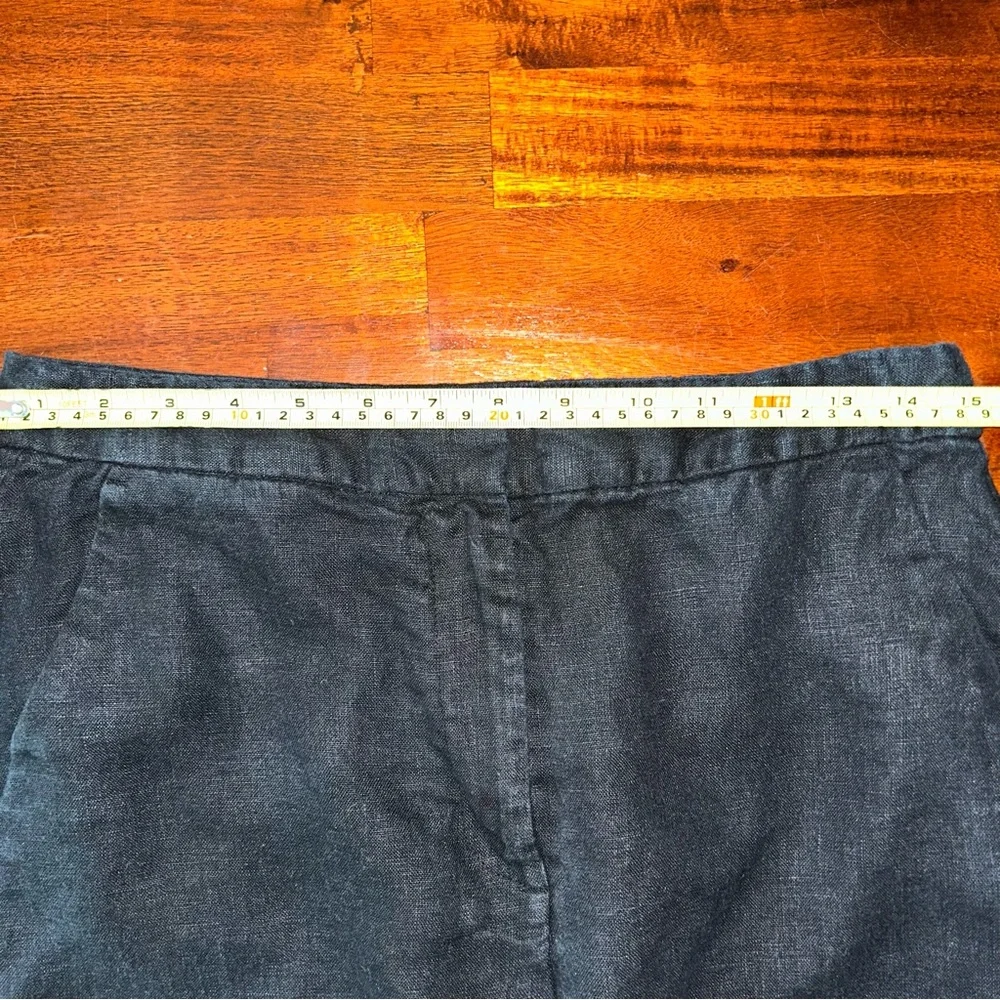 Banana Republic Black 100% Linen‎ Ankle Trouser Pants